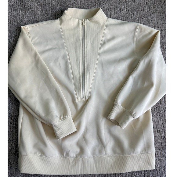 all in motion Tops - All in Motion Womens L Quarter Zip Pullover Cream Sweatshirt Mock Neck F16815507